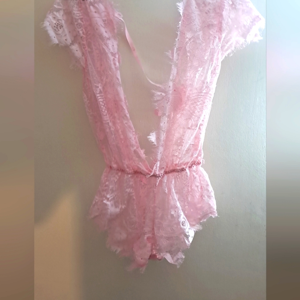 Elegant Pink Lace Bodysuit